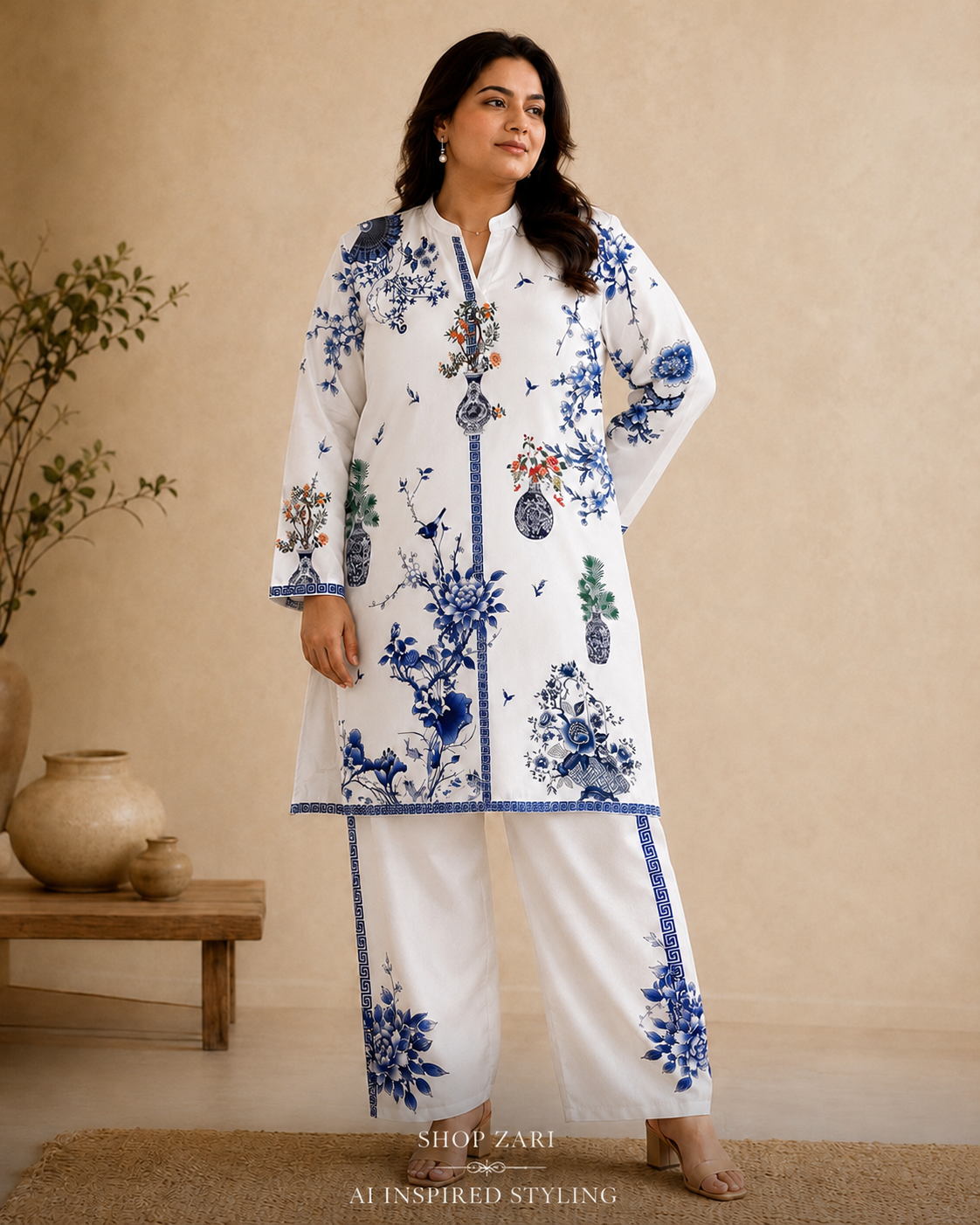 NEW Khadija Sharif Ethereal Bloom Printed Crepe 2-Piece Co-Ord Set | Size L