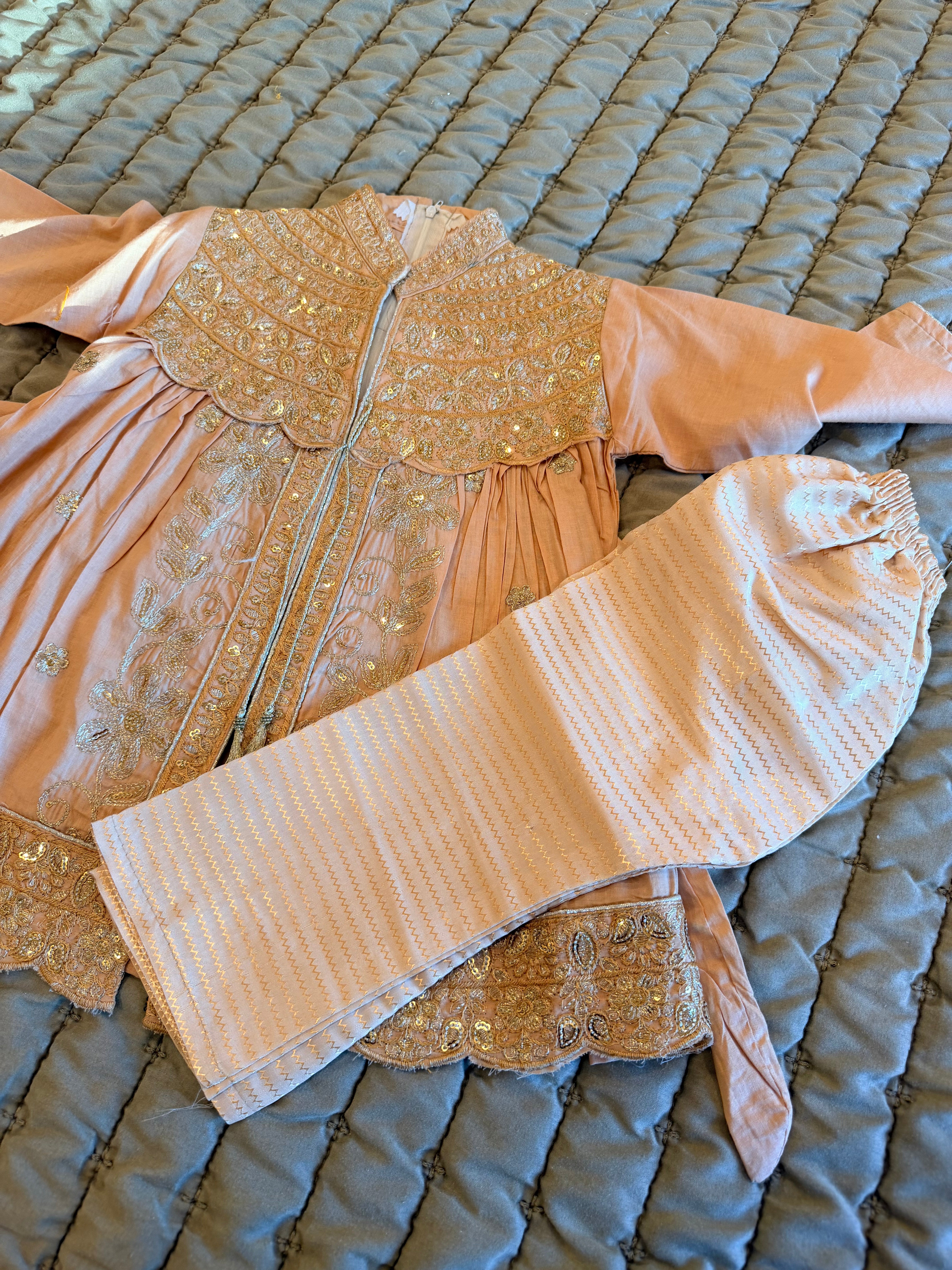 NEW Peach Embroidered 2-Piece Girls Suit | Size 2–3 Years
