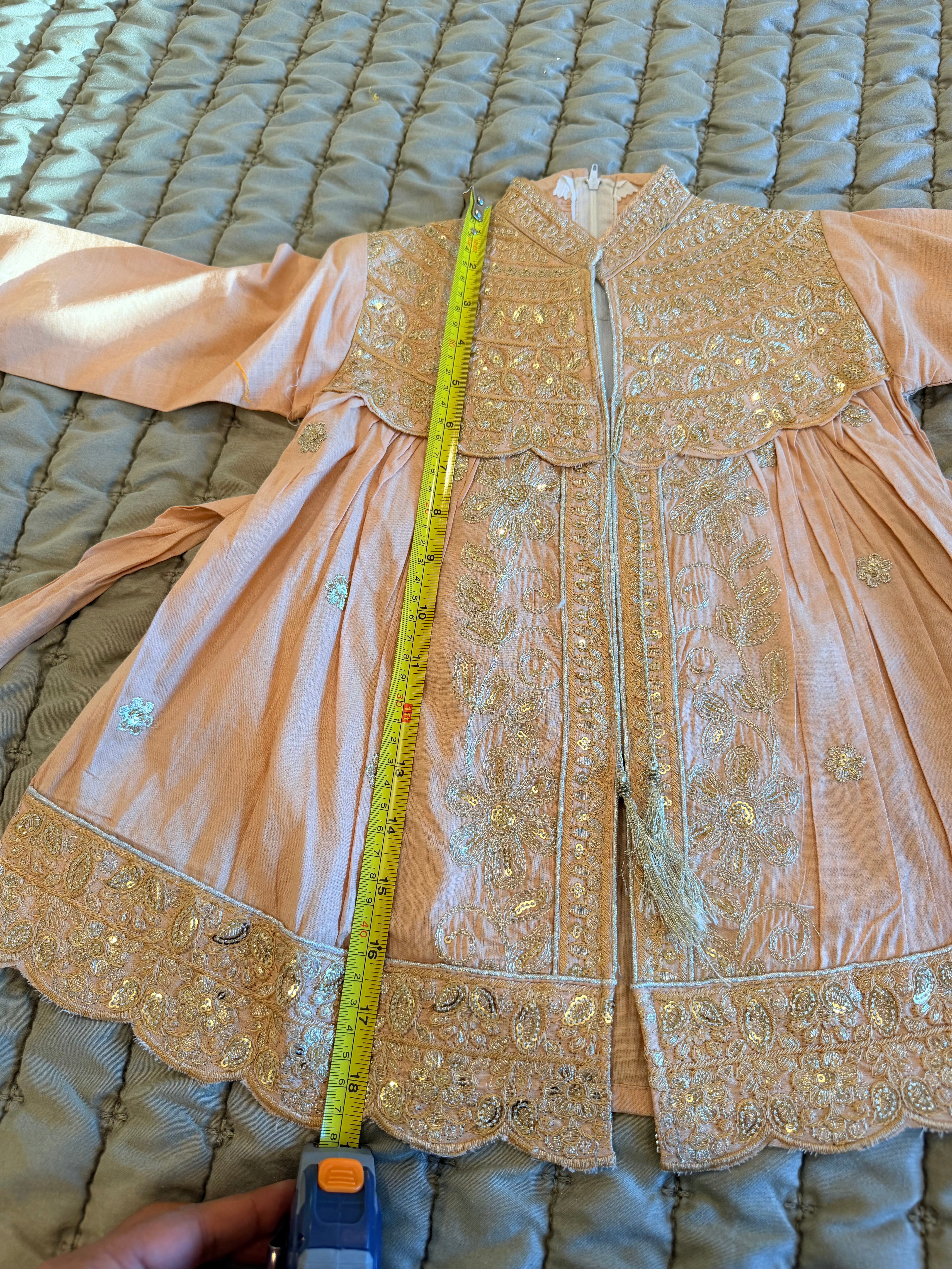 NEW Peach Embroidered 2-Piece Girls Suit | Size 2–3 Years