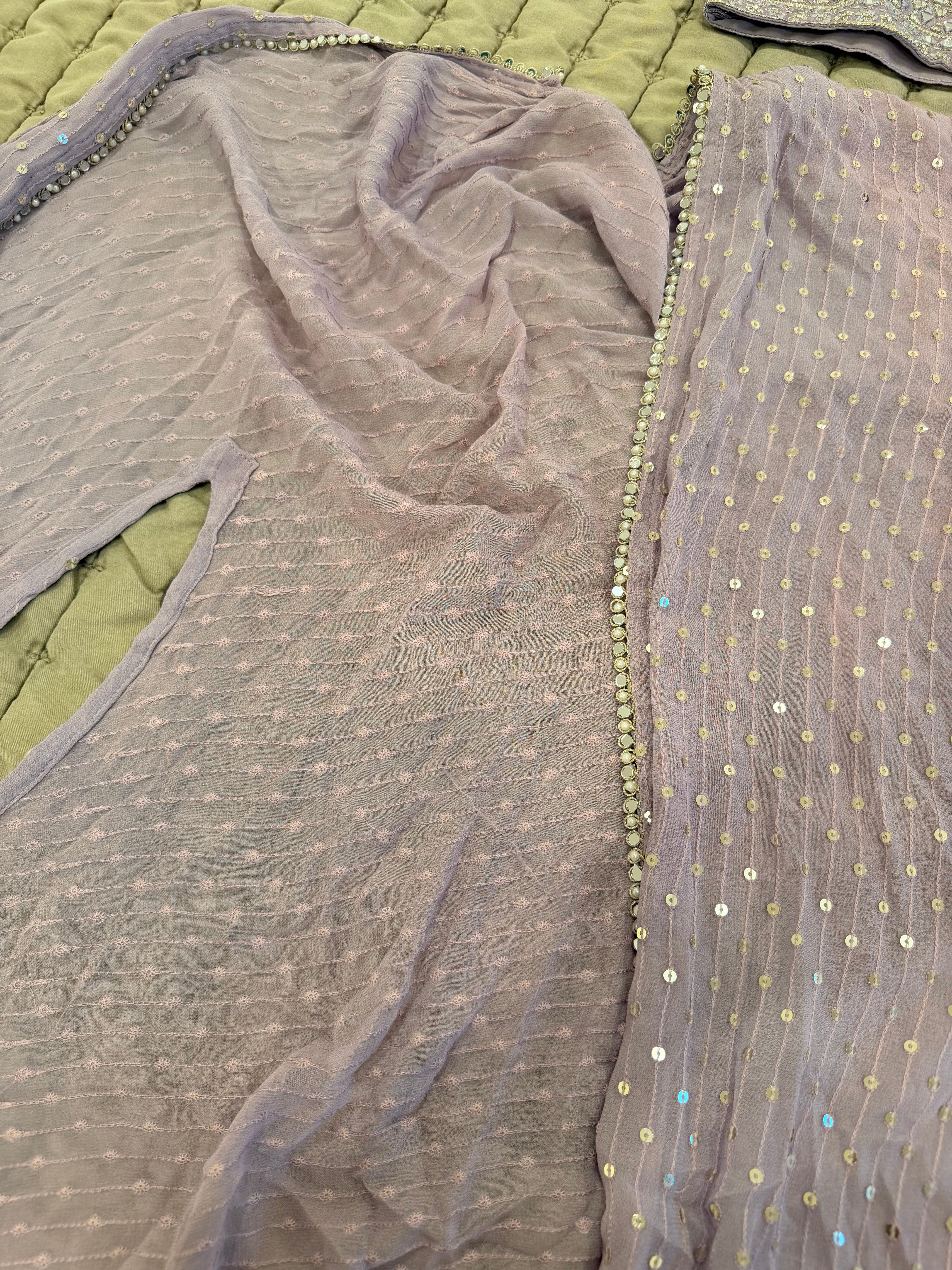 NEW Lilac Mirror Work Cape Sharara Set
