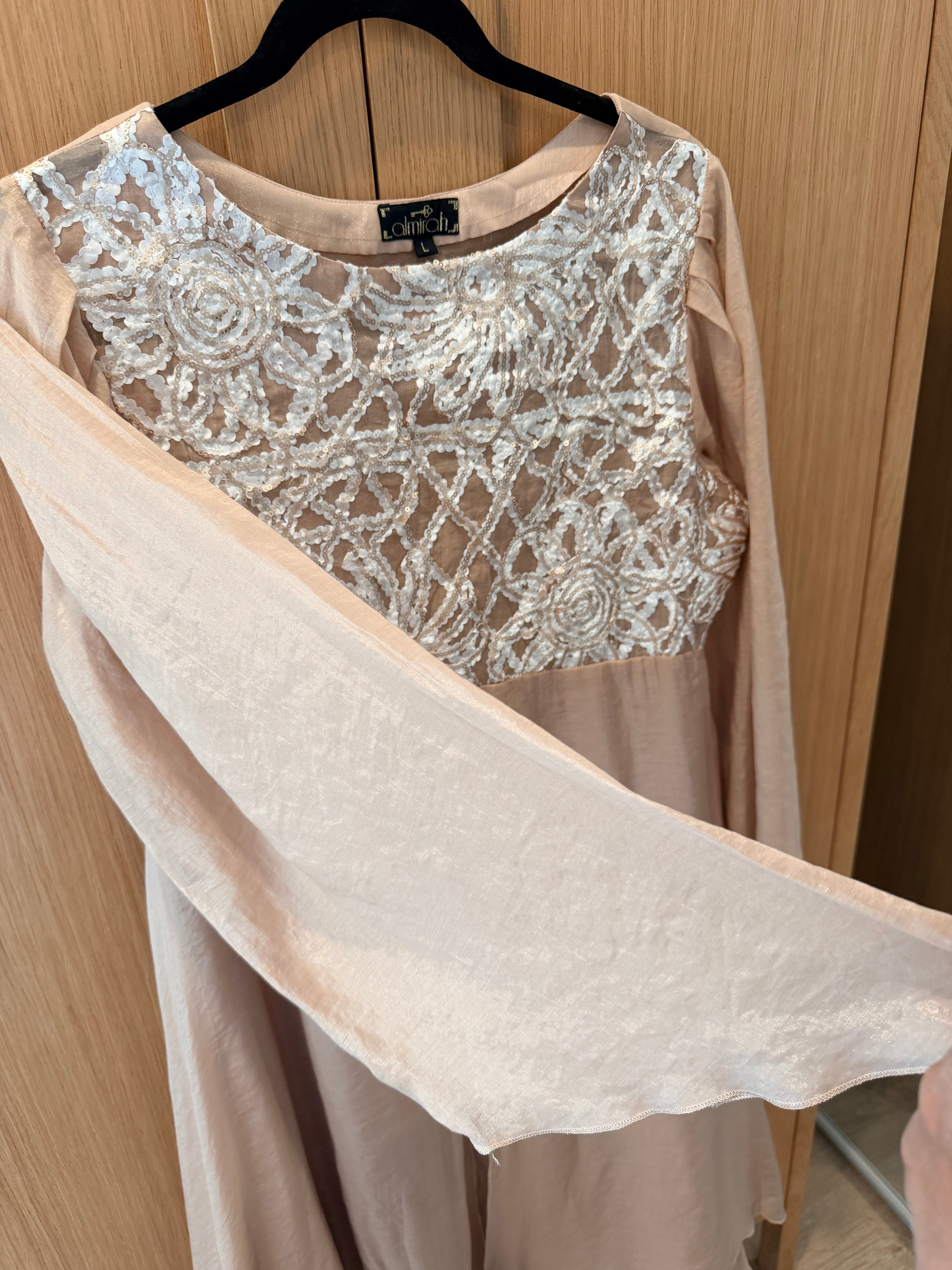 NEW Almirah Blush Pink Embroidered High-Low Kurta – 38” Chest