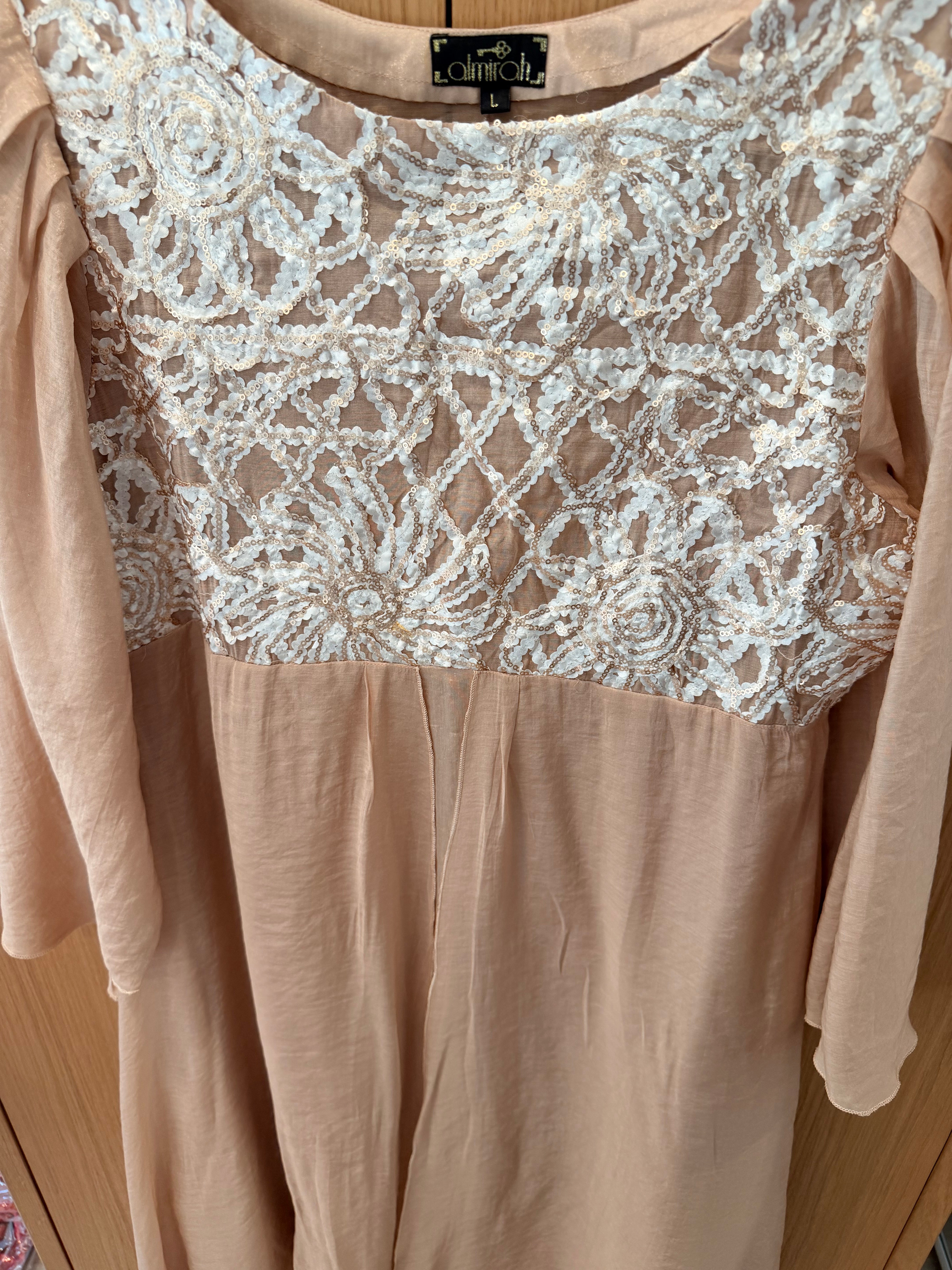 NEW Almirah Blush Pink Embroidered High-Low Kurta – 38” Chest