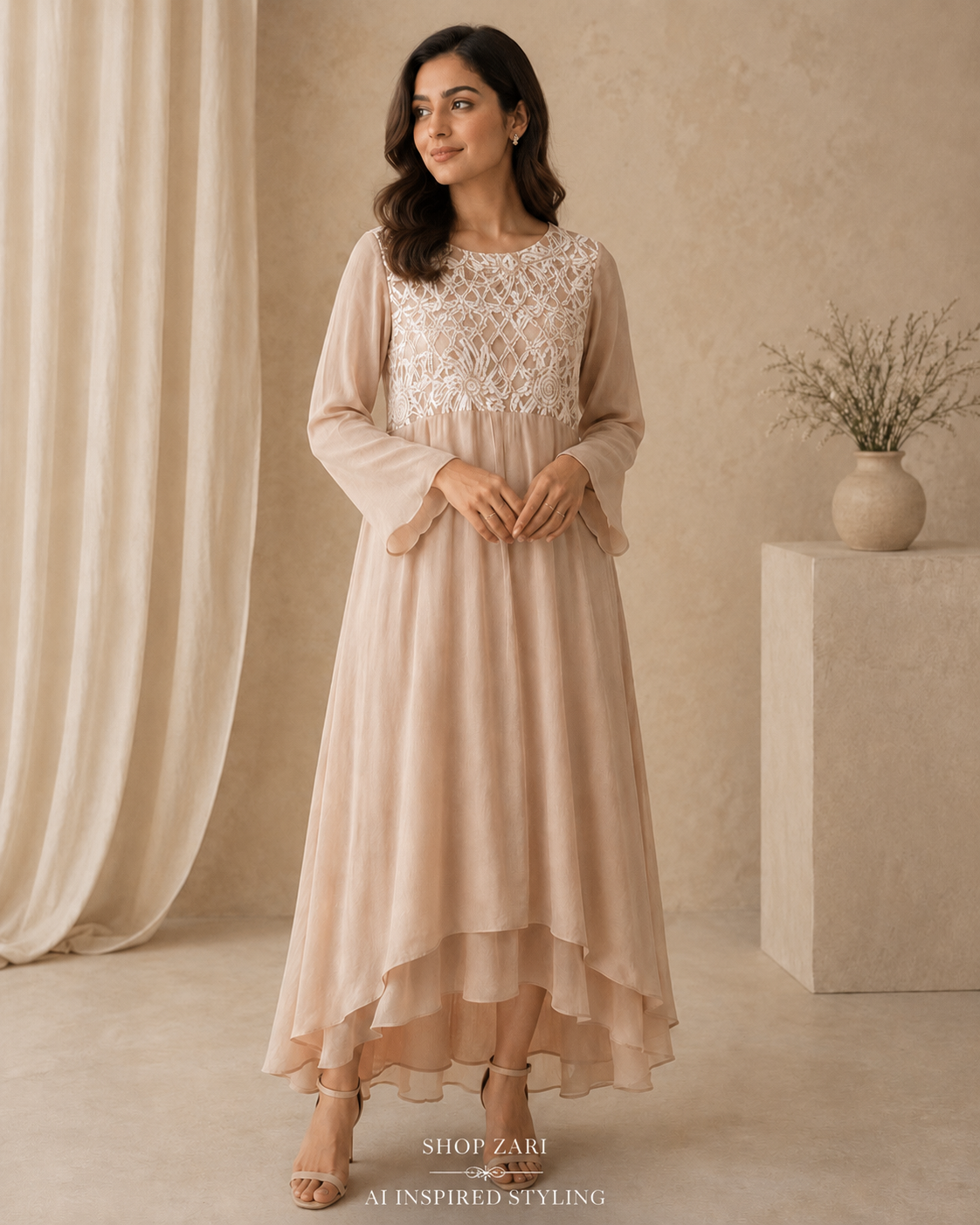 NEW Almirah Blush Pink Embroidered High-Low Kurta – 38” Chest