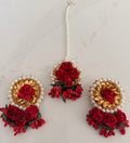 Handcrafted Red Floral Bridal Jewelry Set (3-Piece)