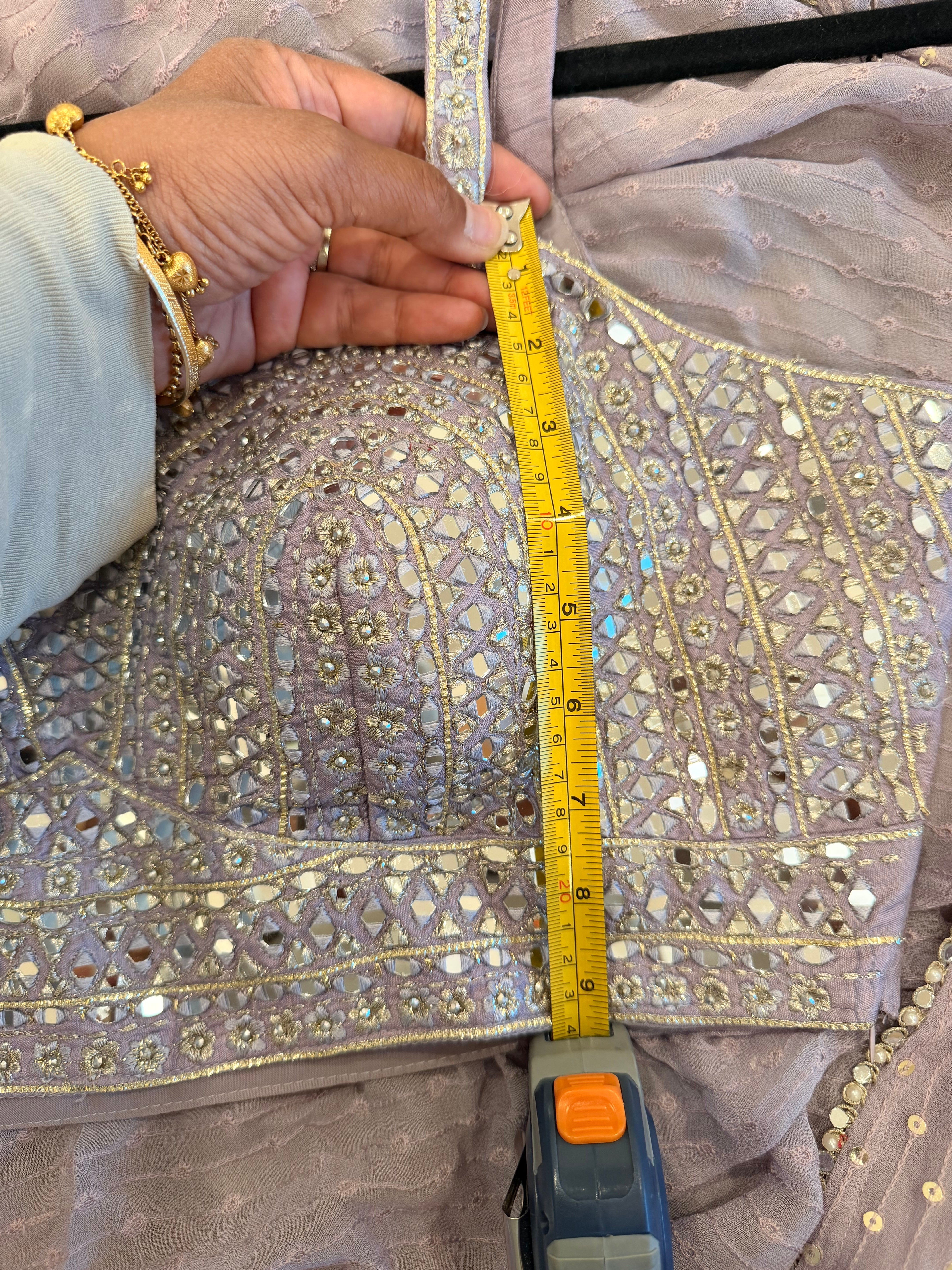 NEW Lilac Mirror Work Cape Sharara Set
