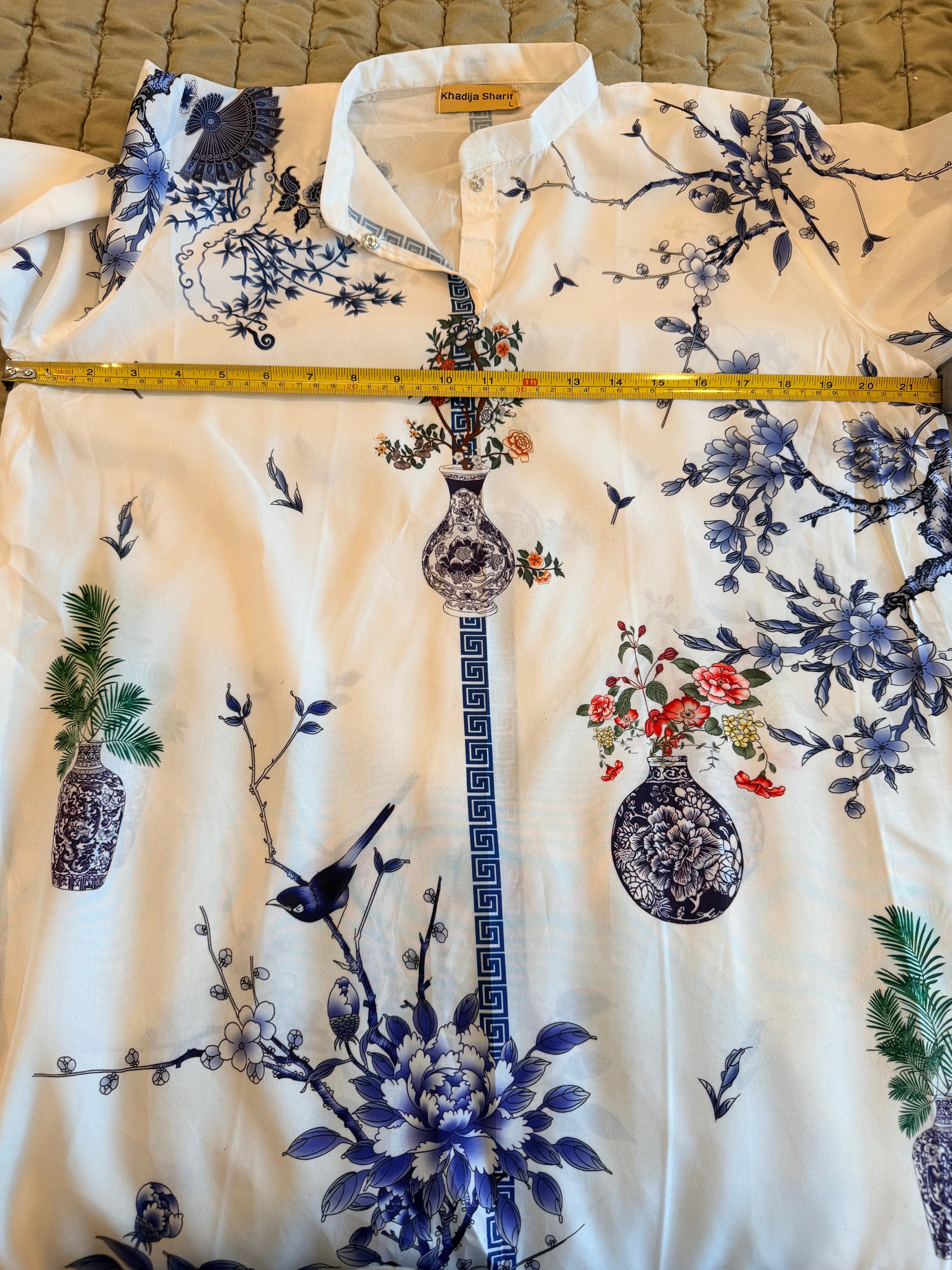 NEW Khadija Sharif Ethereal Bloom Printed Crepe 2-Piece Co-Ord Set | Size L