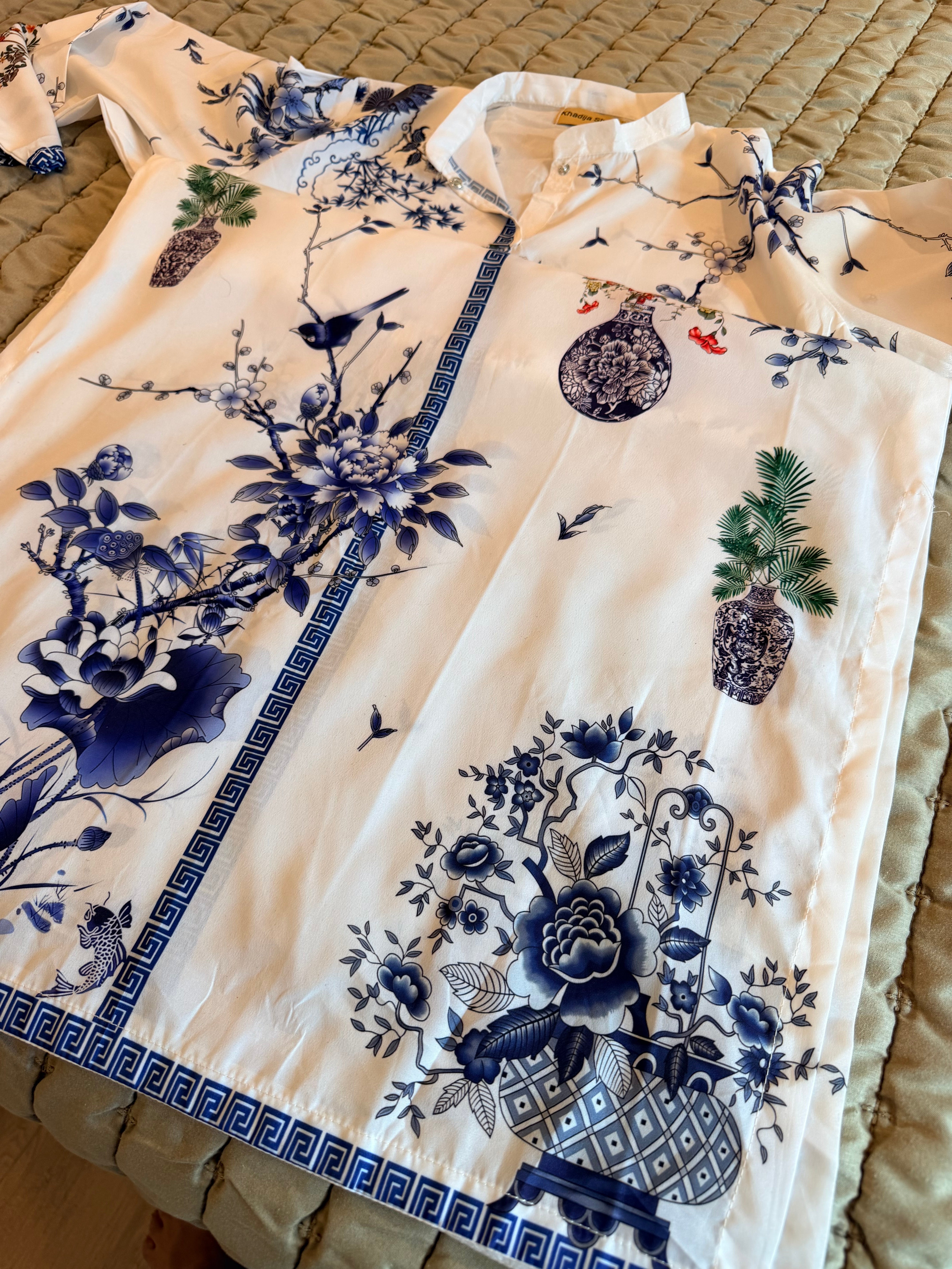 NEW Khadija Sharif Ethereal Bloom Printed Crepe 2-Piece Co-Ord Set | Size L