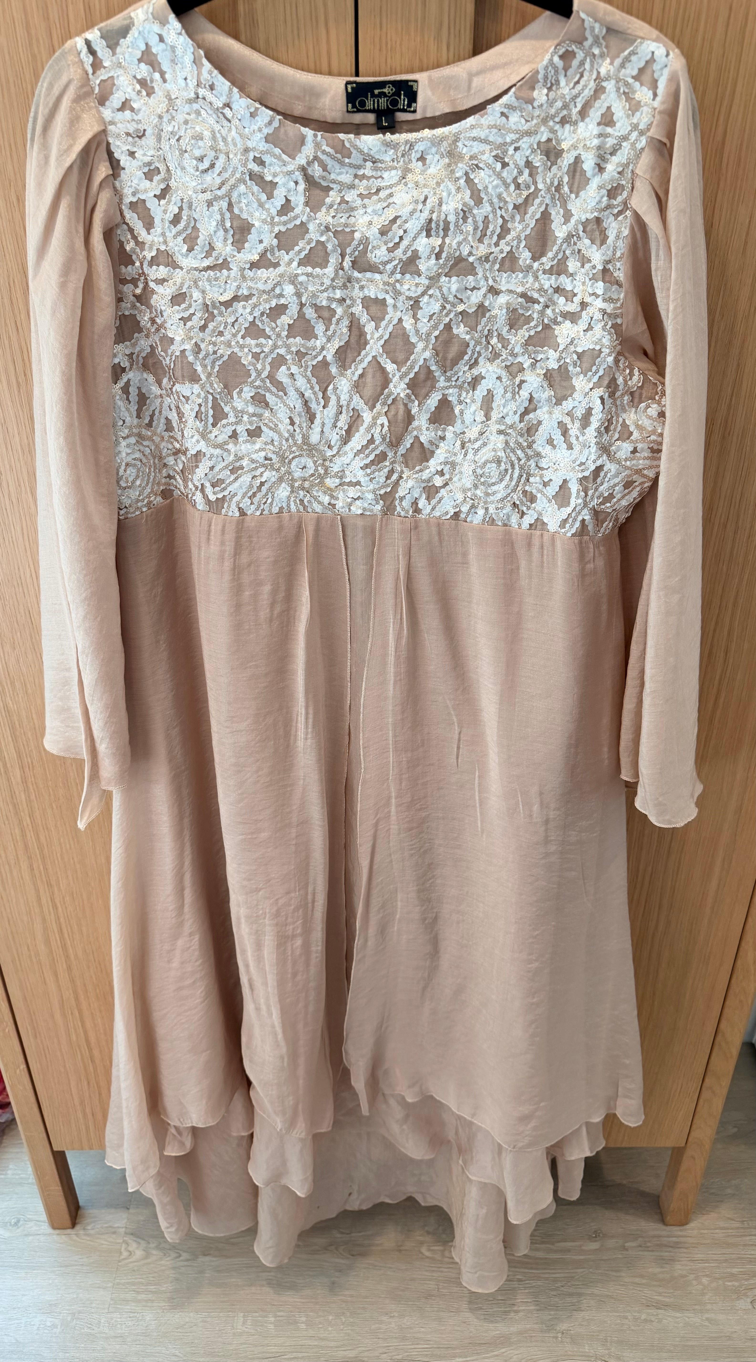 NEW Almirah Blush Pink Embroidered High-Low Kurta – 38” Chest
