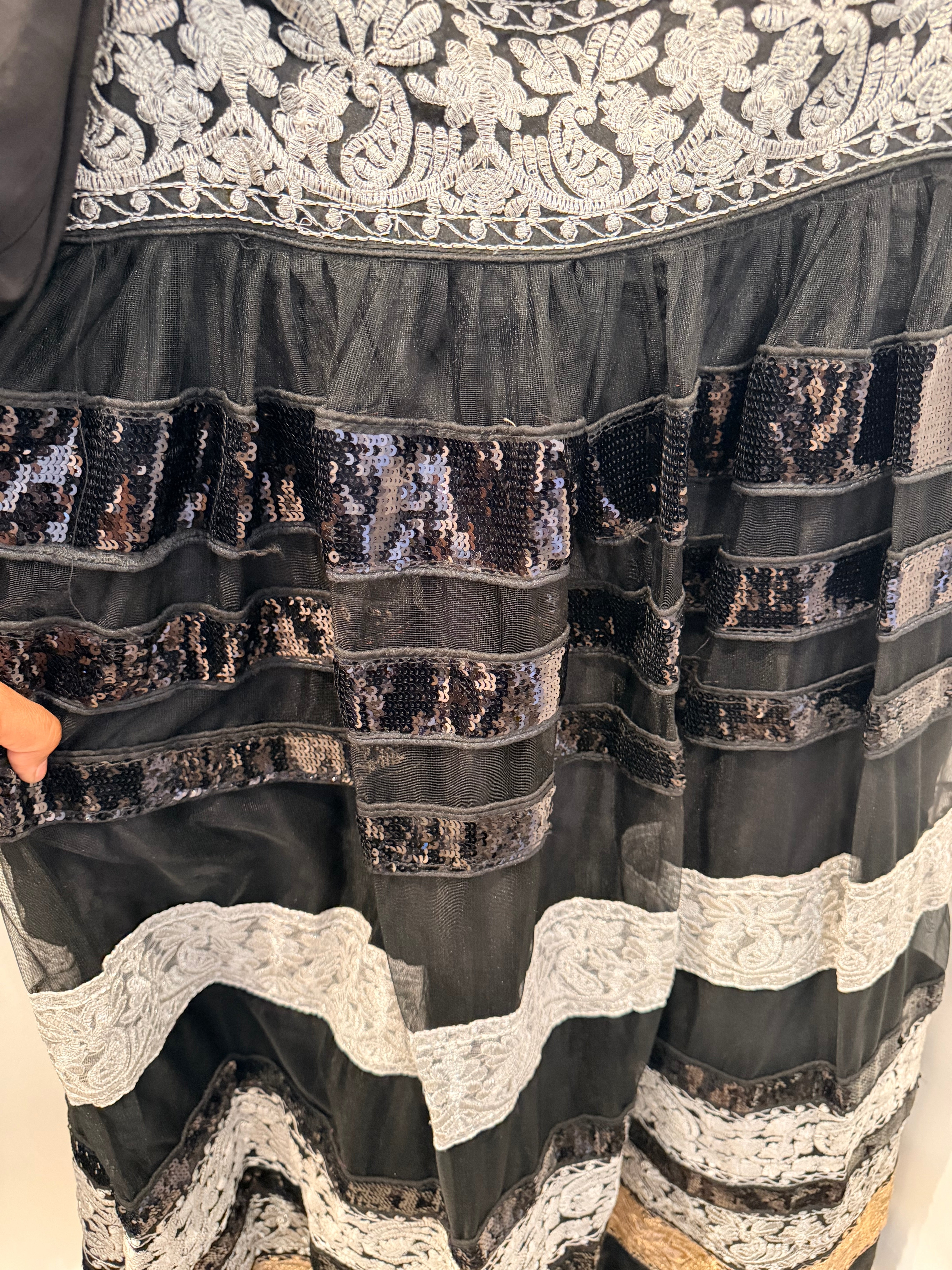 Black, Silver & Gold Embroidered Lehenga Choli – 3-Piece Set