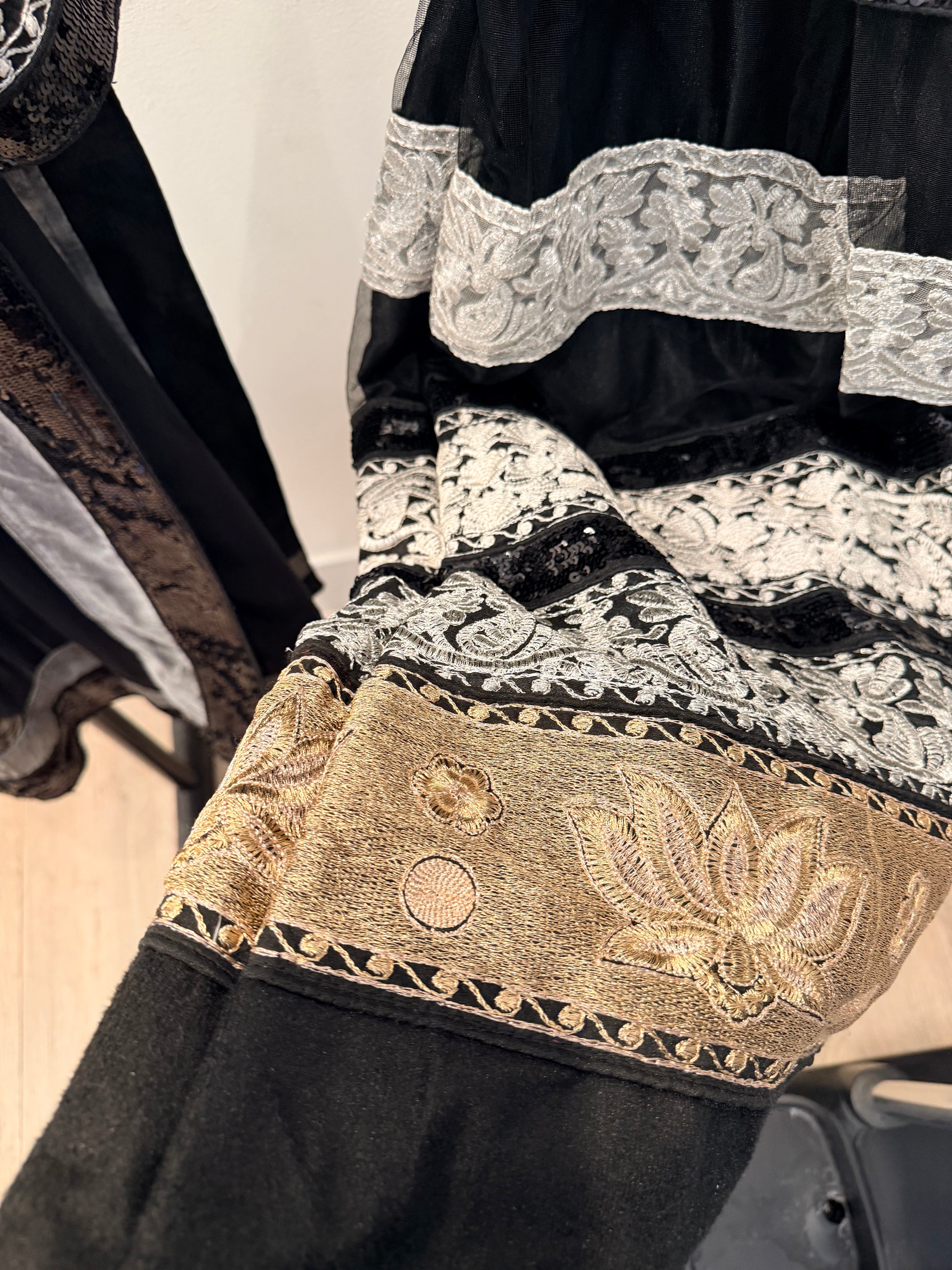 Black, Silver & Gold Embroidered Lehenga Choli – 3-Piece Set