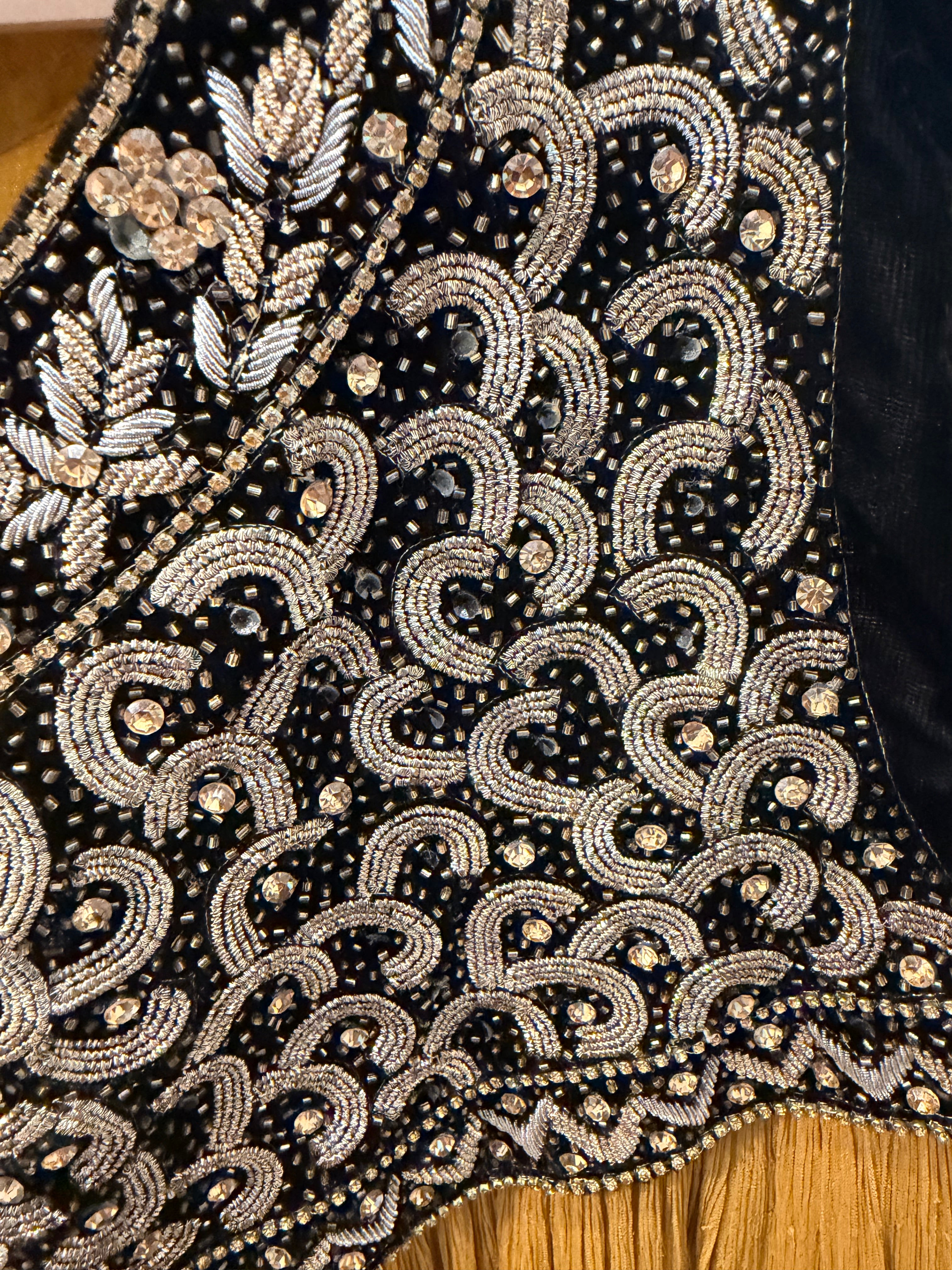 Mustard Gold Embellished Babydoll-Style Formal Dress with Dupatta